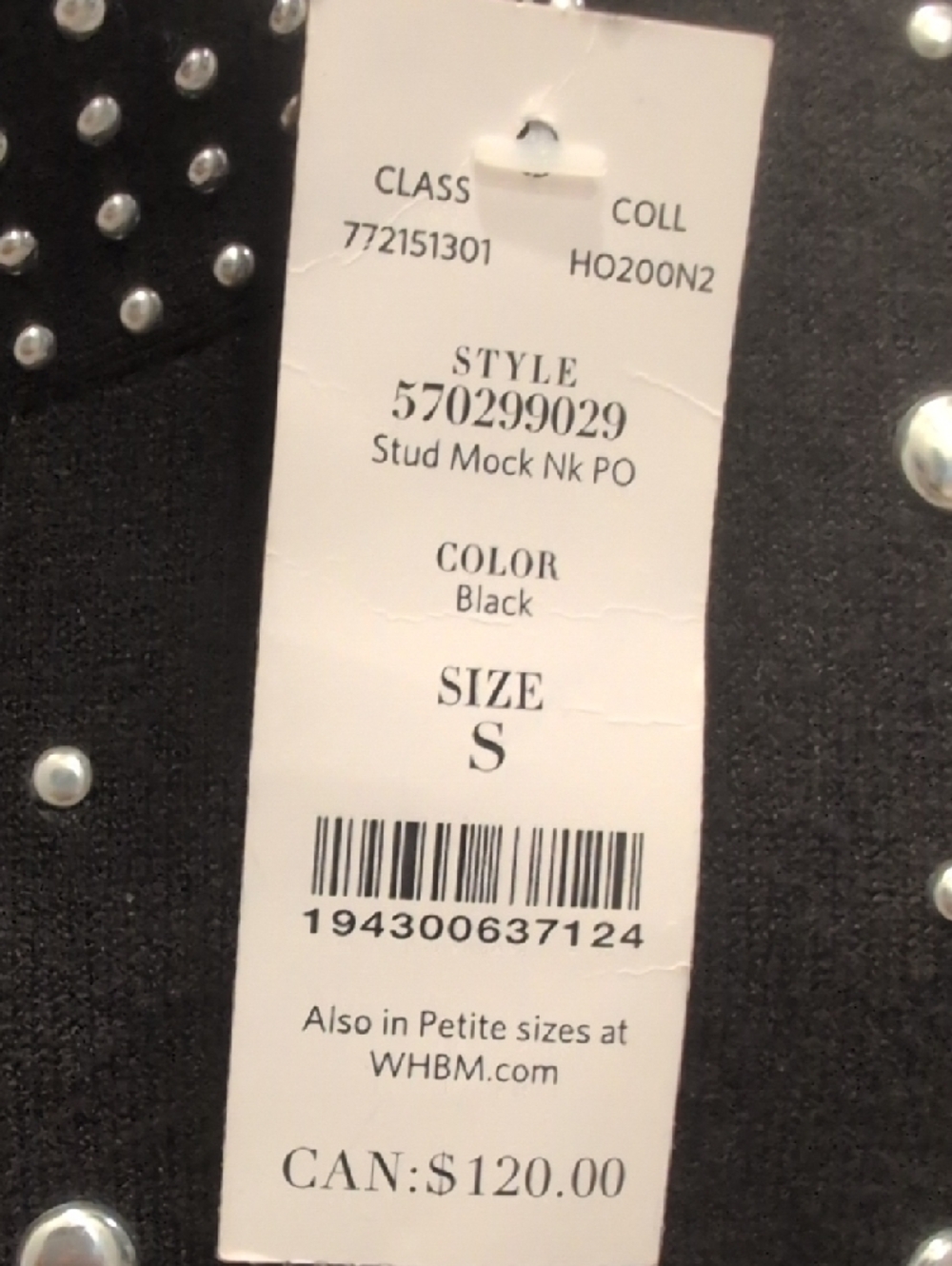 White House Black Market Black Stud-Accent Knit Top - Picture 5 of 5